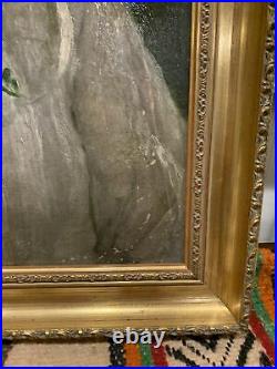 C. T. Webber Antique Oil Painting On Canvas 30x25 Americana 1909 Rare Signed