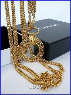 Chanel Necklace Vintage Original Long Chain and Large Loupe signed