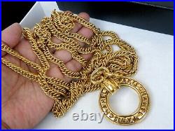Chanel Necklace Vintage Original Long Chain and Large Loupe signed