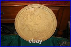 Chinese Carved Resin Tabletop Wall Plaque Nobility Horse Carriage Signed Large
