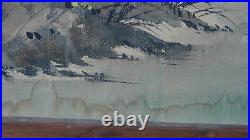 Chinese Large Watercolor Painting On Silk Signed Kim'66landscape Scene, Framed