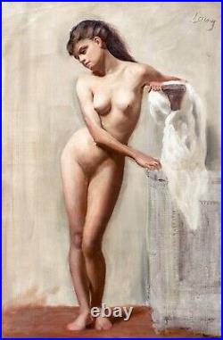 Circa 1900 English School Portrait Of A Nude Girl Woman Naked Signed LAING