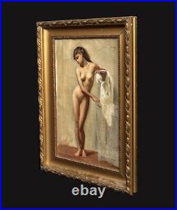 Circa 1900 English School Portrait Of A Nude Girl Woman Naked Signed LAING