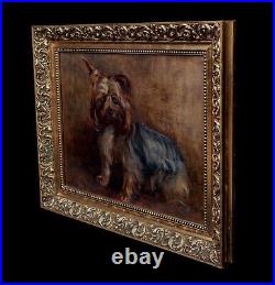 Circa 1900 English School Yorkshire Terrier Dog Portrait Signed WGF