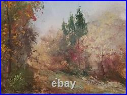 Clara Inness Signed Fall River Scene Antique Landscape Oil Painting