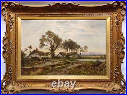 Daniel Sherrin, Large Original Signed Antique Lanscape Oil Painting On Canvas