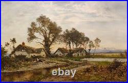 Daniel Sherrin, Large Original Signed Antique Lanscape Oil Painting On Canvas