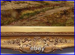 Daniel Sherrin, Large Original Signed Antique Lanscape Oil Painting On Canvas