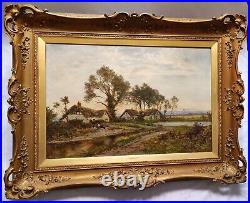 Daniel Sherrin, Large Original Signed Antique Lanscape Oil Painting On Canvas