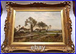 Daniel Sherrin, Large Original Signed Antique Lanscape Oil Painting On Canvas