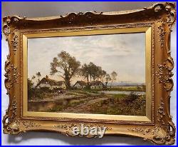 Daniel Sherrin, Large Original Signed Antique Lanscape Oil Painting On Canvas