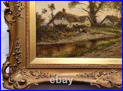 Daniel Sherrin, Large Original Signed Antique Lanscape Oil Painting On Canvas