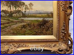 Daniel Sherrin, Large Original Signed Antique Lanscape Oil Painting On Canvas