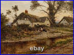 Daniel Sherrin, Large Original Signed Antique Lanscape Oil Painting On Canvas