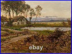 Daniel Sherrin, Large Original Signed Antique Lanscape Oil Painting On Canvas