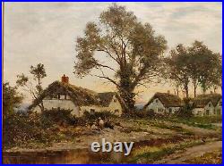 Daniel Sherrin, Large Original Signed Antique Lanscape Oil Painting On Canvas