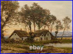 Daniel Sherrin, Large Original Signed Antique Lanscape Oil Painting On Canvas