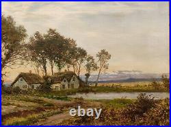 Daniel Sherrin, Large Original Signed Antique Lanscape Oil Painting On Canvas