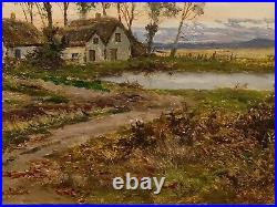 Daniel Sherrin, Large Original Signed Antique Lanscape Oil Painting On Canvas