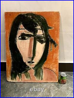 Dated 1939 Antique German Expressionist Oil Painting On Board Signed Illegibly