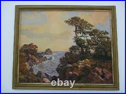 Davies Signed Antique Vintage Oil Painting Large Coastal American Seascape Beach