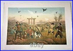 Duck Hunting 1840 Francois Grenier Very Large Antique Lithographic View