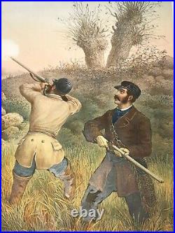 Duck Hunting 1840 Francois Grenier Very Large Antique Lithographic View