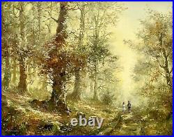 Exquisite Original Oil on Canvas Beautiful Fall By Julius Polek Framed & Signed