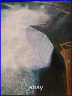 Fine Large 1950's American School Niagara Falls Landscape Signed Indistinctly