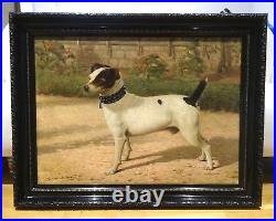 Fine Large 19th Century Jack Russell Terrier Dog Portrait Antique Oil Painting