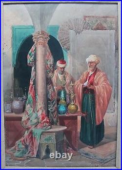 Fine & Large 27 Italian Orientalist Painting CIRO MAZINI, c. 1890 antique