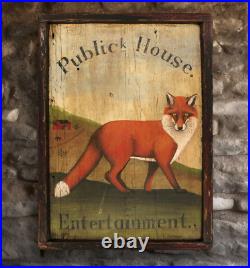 Fox Tavern Sign Vintage Fox Hunt Antique Look Repro of Original Art