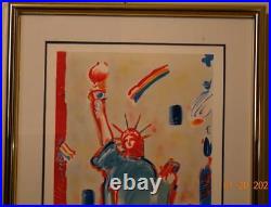 Frame Matt Glass Sign Number Lithograph Statue of Liberty 7/1986 Peter Max #16