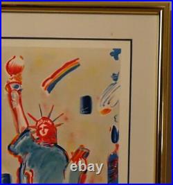 Frame Matt Glass Sign Number Lithograph Statue of Liberty 7/1986 Peter Max #16