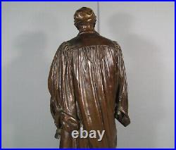 François Rabelais Large Sculpture Bronze Antique Signed Henri Dumaige