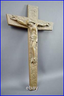 French Antique Large Bronze Jesus Christ Corpus Wall Crucifix Signed A Dubois