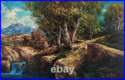 GINO GRIGNANI Large Antique Italian Woodland Landscape Oil Painting signed