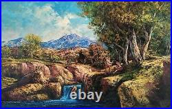 GINO GRIGNANI Large Antique Italian Woodland Landscape Oil Painting signed