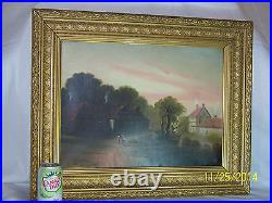 George Henry BurgessAntique c1860's Original Oil On Canvas Landscape Painting