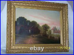 George Henry BurgessAntique c1860's Original Oil On Canvas Landscape Painting