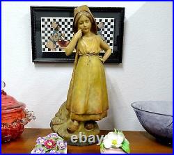 Goldscheider Signed Terracotta Antique Dutch Girl Lesca 13 3/4 Sculpture 1902