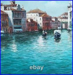 Grand Canal Venice Italy, 20thC British School Signed Large Antique Oil Painting