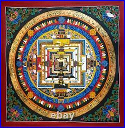 Hand Painted Tibetan Kalachakra mandala thangka painting Buddha Signed 55cm c
