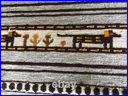 Hand Woven Poland Kilim Rug/ Horses/Gray/Mid Century Modern Wool rug