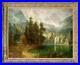 Hand painted Old Master-Art Antique Oil Painting Landscape Mountain tree