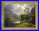 Hand painted Old Master-Art Antique Oil Painting Landscape Mountain tree