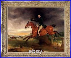 Hand painted Old Master-Art Antique Oil Painting Portrait aga horse on canvas