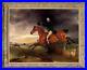 Hand painted Old Master-Art Antique Oil Painting Portrait aga horse on canvas