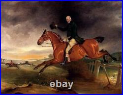 Hand painted Old Master-Art Antique Oil Painting Portrait aga horse on canvas