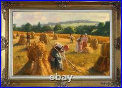 Hand-painted Old Master-Art Antique Oil Painting farm women on Canvas
